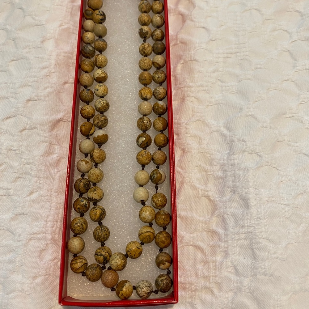 Brown beaded wrap necklace; in great condition!